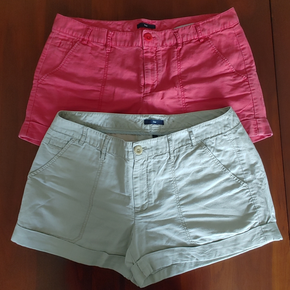 BUNDLE: LINEN COTT BLEND Women's Pink and Tan Shorts BY GAP US Size 12